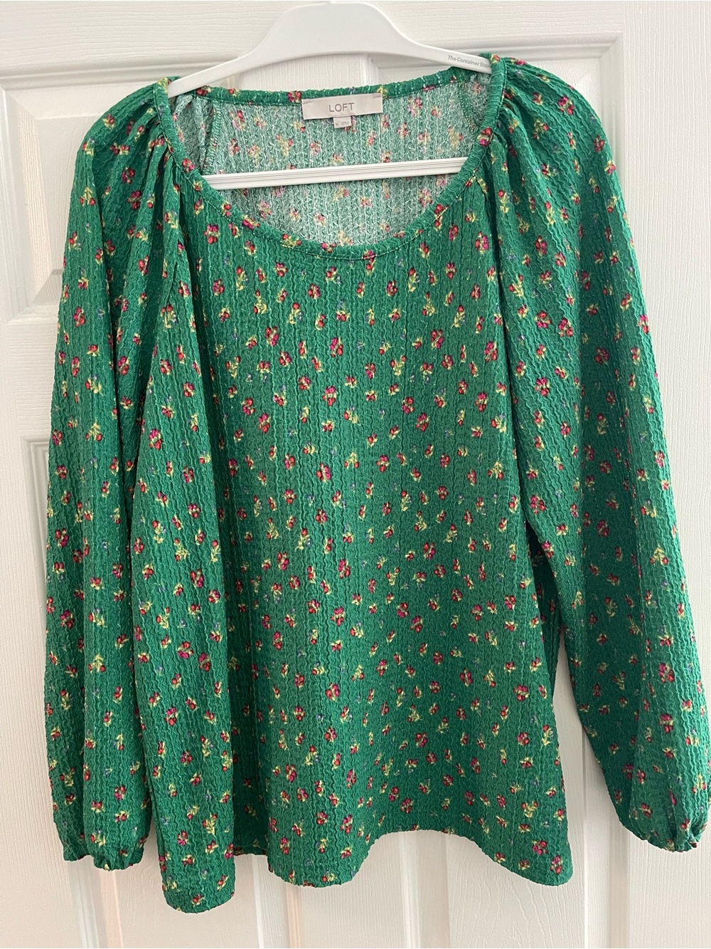 LOFT Green Floral Long Sleeve Top - Picture 1 of 1